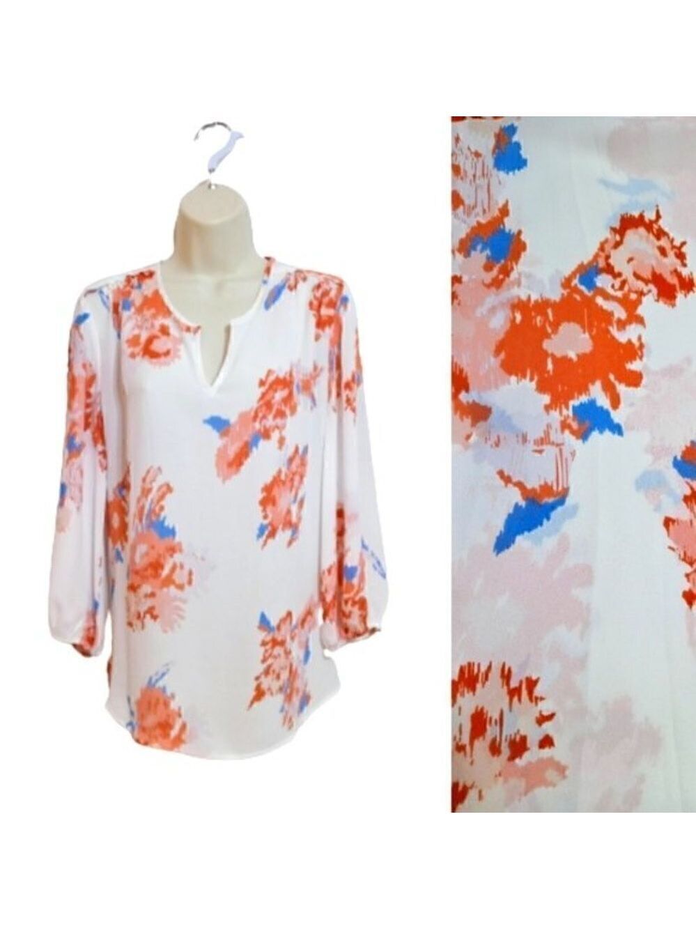 Violet and Claire Floral Blouse White Medium
